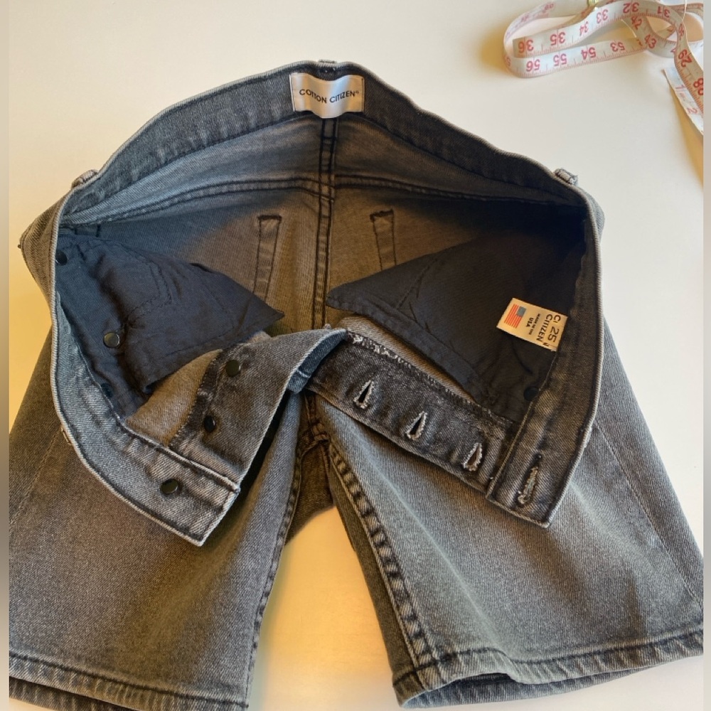 EUC Cotton Citizen XS 25 Gray Denim Jean Shorts Fitted Exposed Button Fly 27x6.5 - Picture 8 of 13